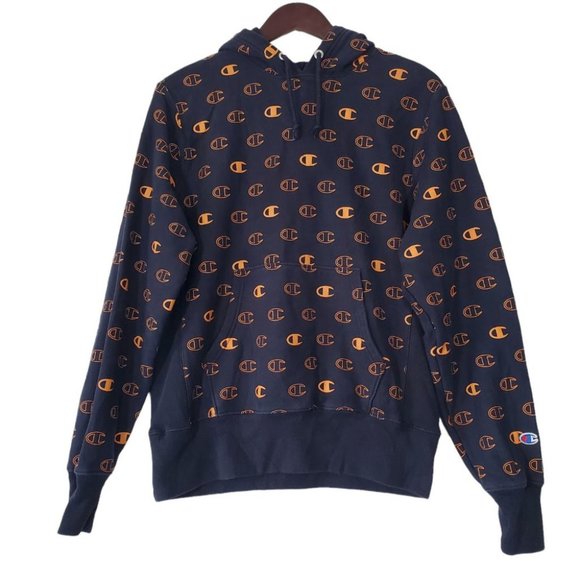 Champion Other - Champion Hoodie Medium Unisex Blue Reverse Weave Sweatshirt All Over Print